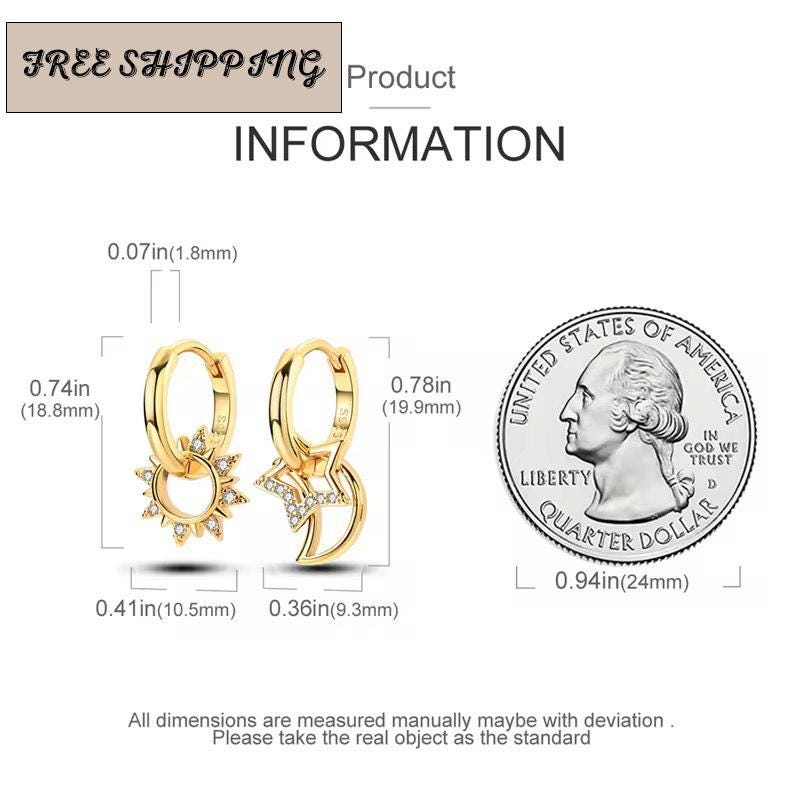 Mismatched Sun Star Moon Dangle Earrings by Stella Amoré