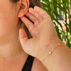 Gold Clover Stud Earrings: 18k Gold Plated Sterling Silver CZ