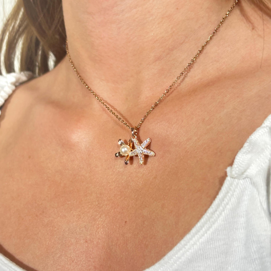 Starfish Oyster Pearl Necklace by Stella Amoré