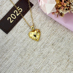 Pave Puffed Gold Heart Necklace by Stella Amoré