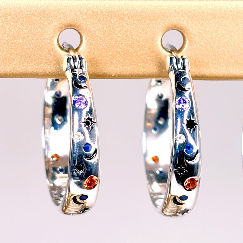 Dainty Star & Moon Hoop Earrings by Stella Amoré