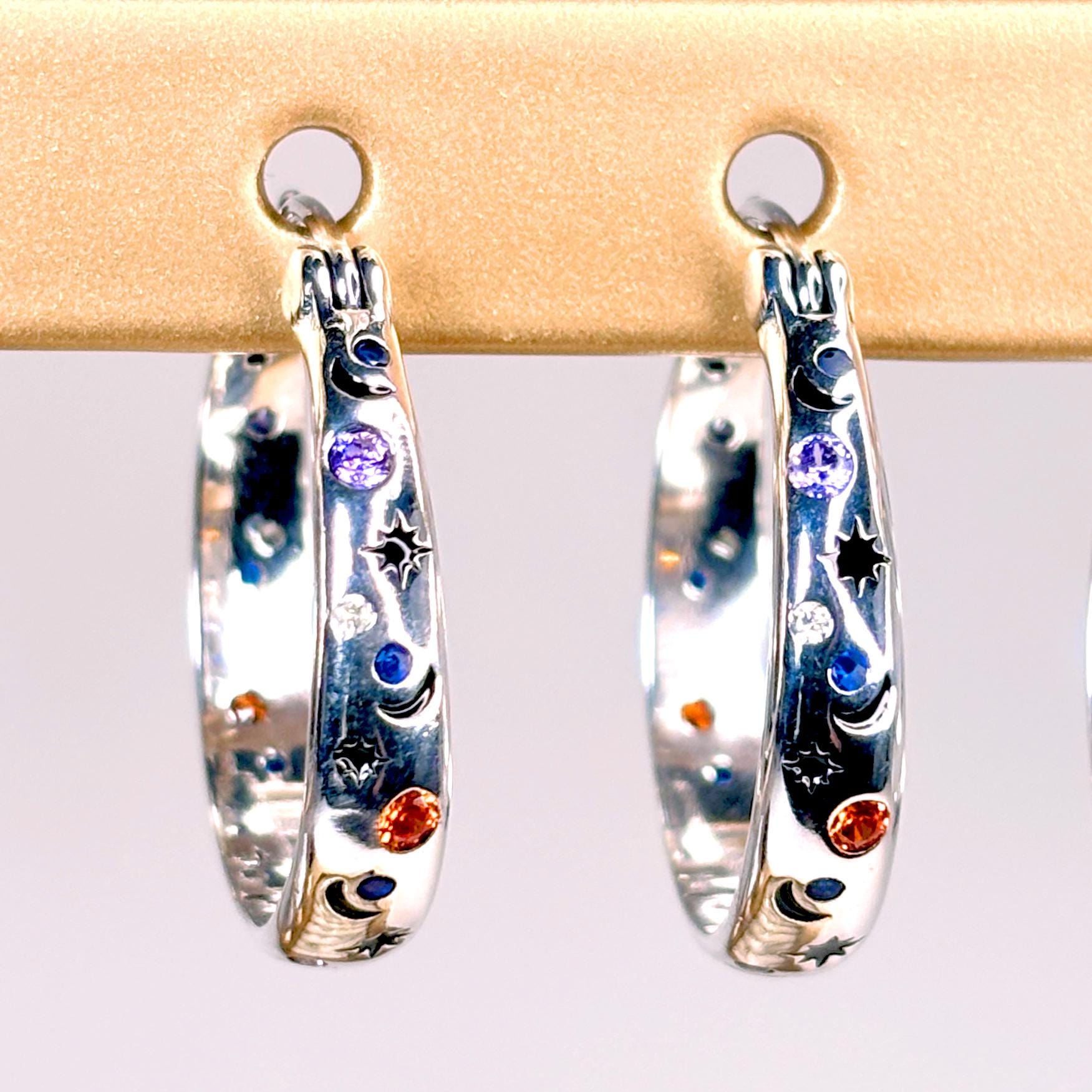 Dainty Star & Moon Hoop Earrings by Stella Amoré