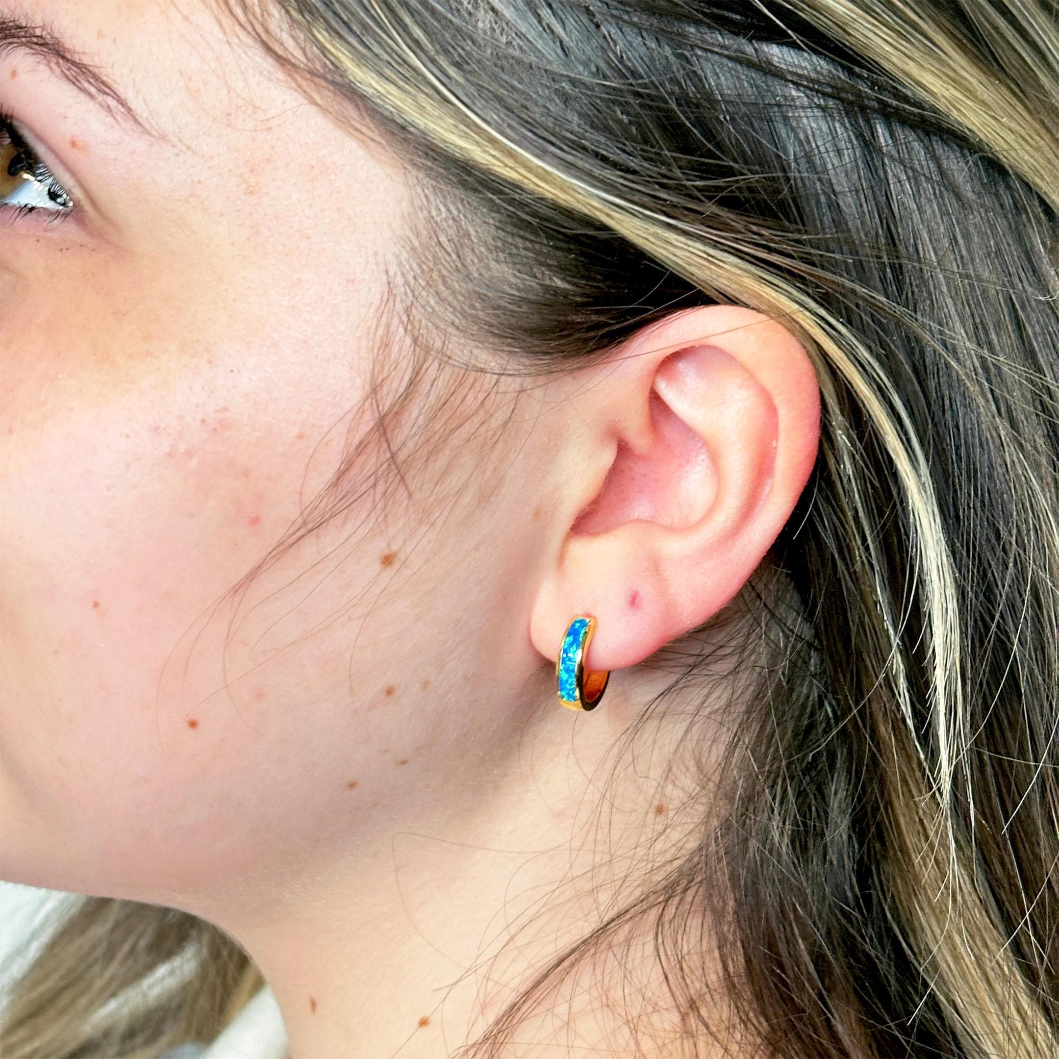 Opal Hoop Earrings 18k Gold Plated by Stella Amoré