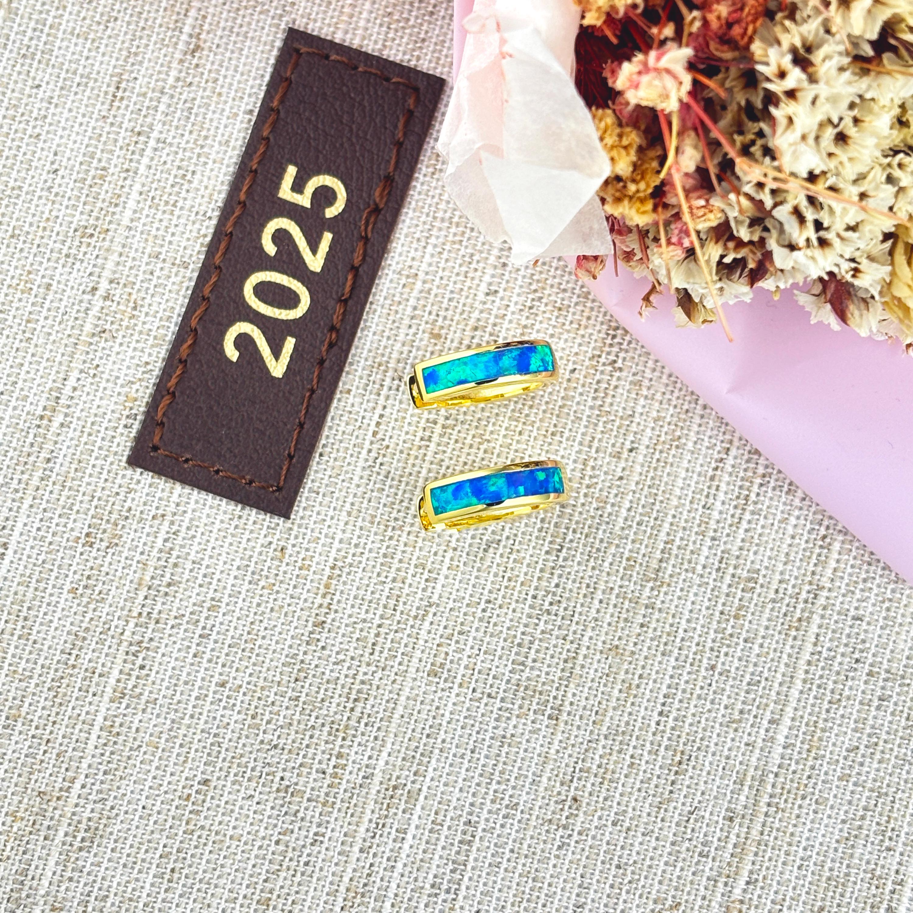 Opal Hoop Earrings 18k Gold Plated by Stella Amoré