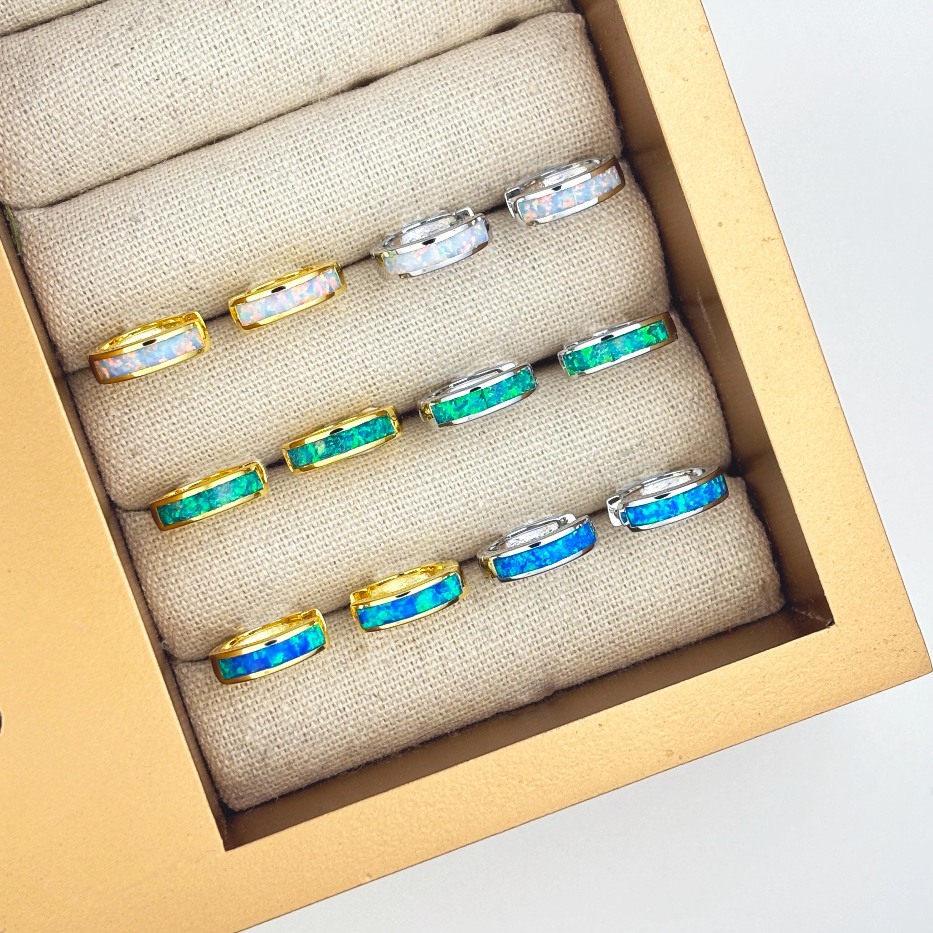 Opal Hoop Earrings 18k Gold Plated by Stella Amoré