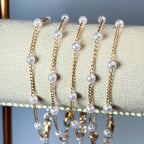 Dainty Gold Pearl Layering Bracelet by Stella Amoré