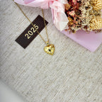 Pave Puffed Gold Heart Necklace by Stella Amoré