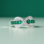 Emerald Baguette Cut Eternity Ring with Infinity Sign by Stella Amoré