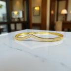 Wishbone Bangle Bracelet • V Shape CZ Minimalist Cuff • Stackable Gold Bracelet • Gift for Her