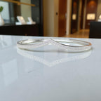 Wishbone Bangle Bracelet • V Shape CZ Minimalist Cuff • Stackable Gold Bracelet • Gift for Her