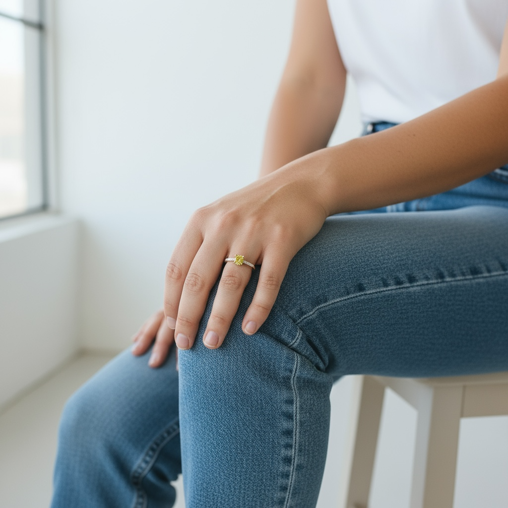 Citrine Solitaire Ring – Yellow Gemstone Promise Ring in Sterling Silver, November Birthstone, Cocktail Ring, Minimalist Handmade Jewelry