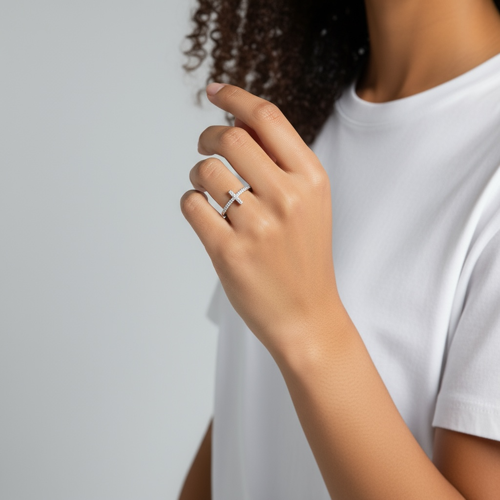 Tiny Cross Ring • Gold or Silver Band • Minimalist Faith Ring • Dainty Christian Jewelry • Thin CZ Cross • Everyday Protective Ring