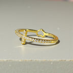Tiny Cross Ring • Gold or Silver Band • Minimalist Faith Ring • Dainty Christian Jewelry • Thin CZ Cross • Everyday Protective Ring
