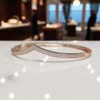 Wishbone Bangle Bracelet • V Shape CZ Minimalist Cuff • Stackable Gold Bracelet • Gift for Her