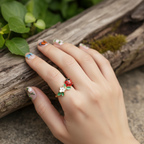 Daisy Garden Ladybug Ring – Gold Enamel Lucky Adjustable Ring | Nature-Inspired Jewelry by Stella Amoré