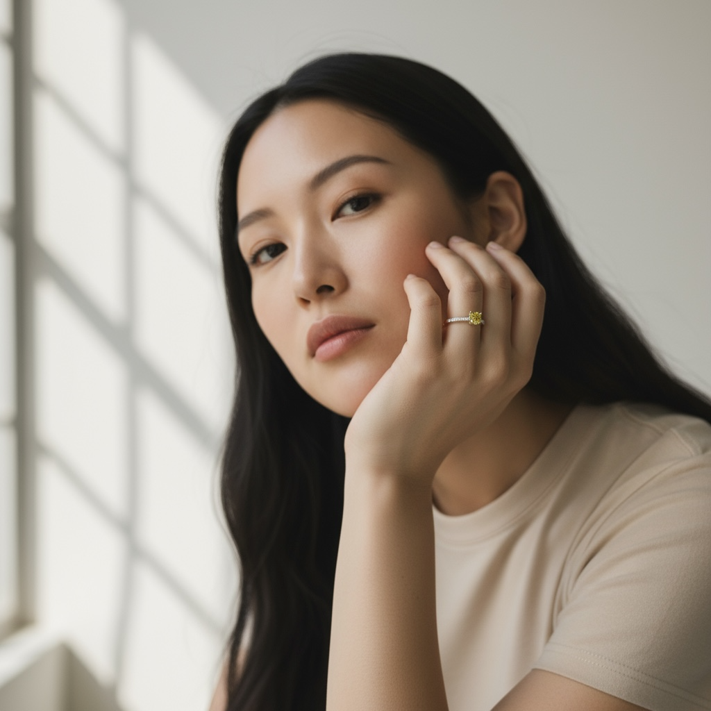 Citrine Solitaire Ring – Yellow Gemstone Promise Ring in Sterling Silver, November Birthstone, Cocktail Ring, Minimalist Handmade Jewelry