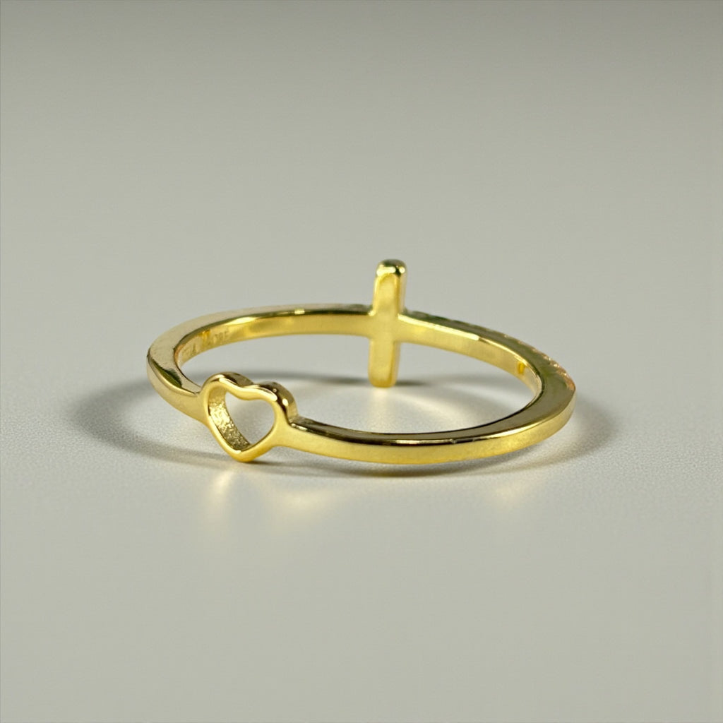 Tiny Cross Ring • Gold or Silver Band • Minimalist Faith Ring • Dainty Christian Jewelry • Thin CZ Cross • Everyday Protective Ring