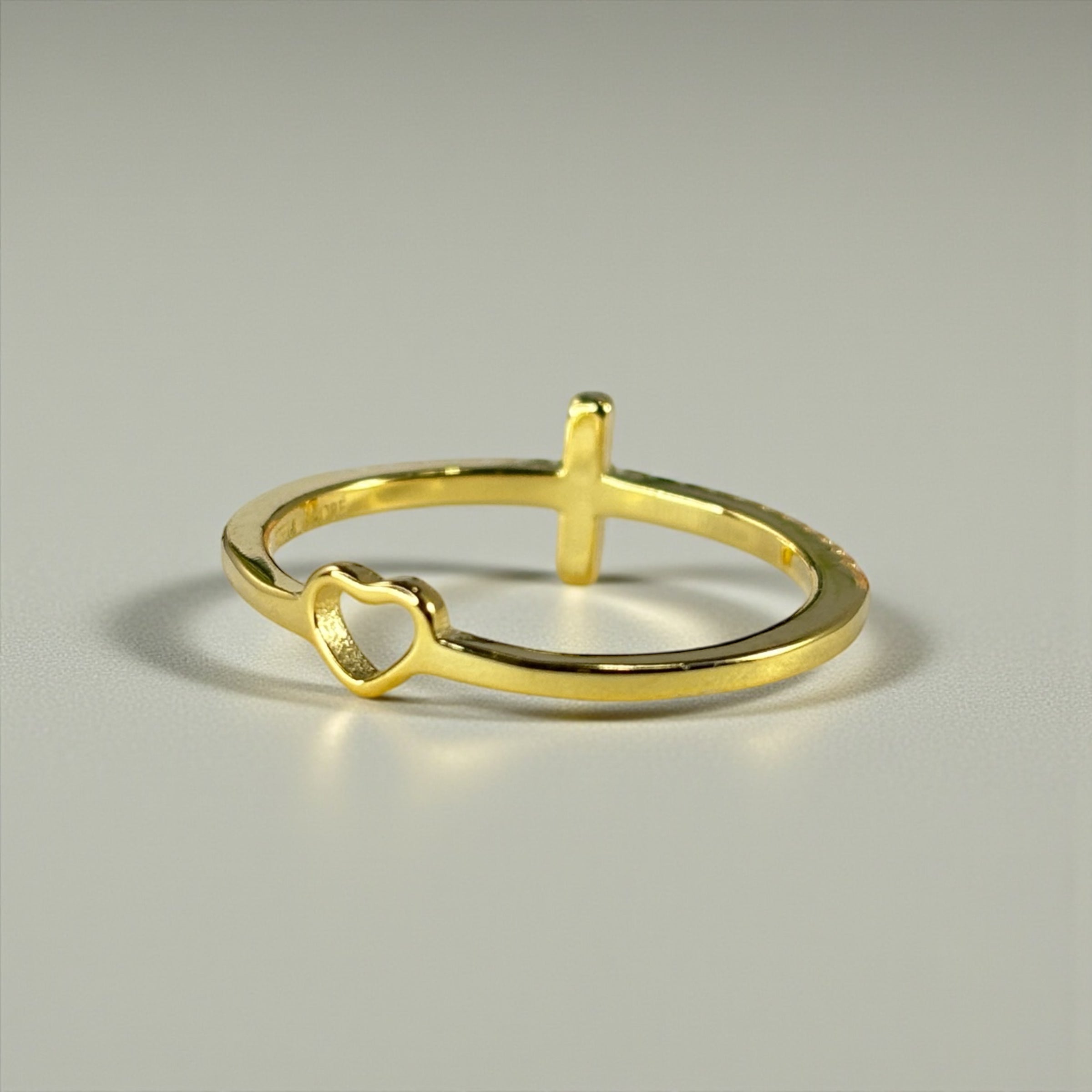 Tiny Cross Ring • Gold or Silver Band • Minimalist Faith Ring • Dainty Christian Jewelry • Thin CZ Cross • Everyday Protective Ring