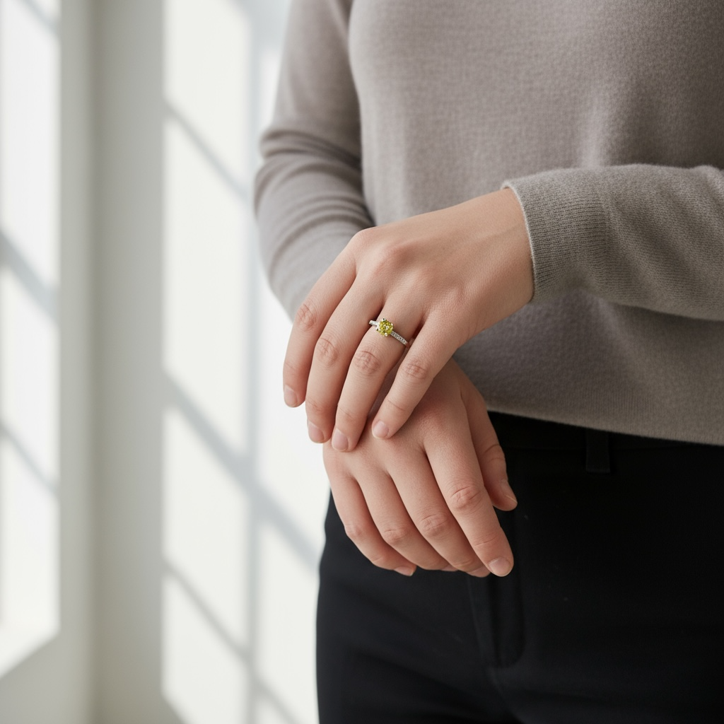 Citrine Solitaire Ring – Yellow Gemstone Promise Ring in Sterling Silver, November Birthstone, Cocktail Ring, Minimalist Handmade Jewelry