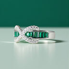 Emerald Baguette Cut Eternity Ring with Infinity Sign by Stella Amoré