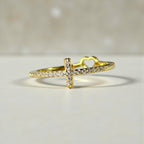 Tiny Cross Ring • Gold or Silver Band • Minimalist Faith Ring • Dainty Christian Jewelry • Thin CZ Cross • Everyday Protective Ring