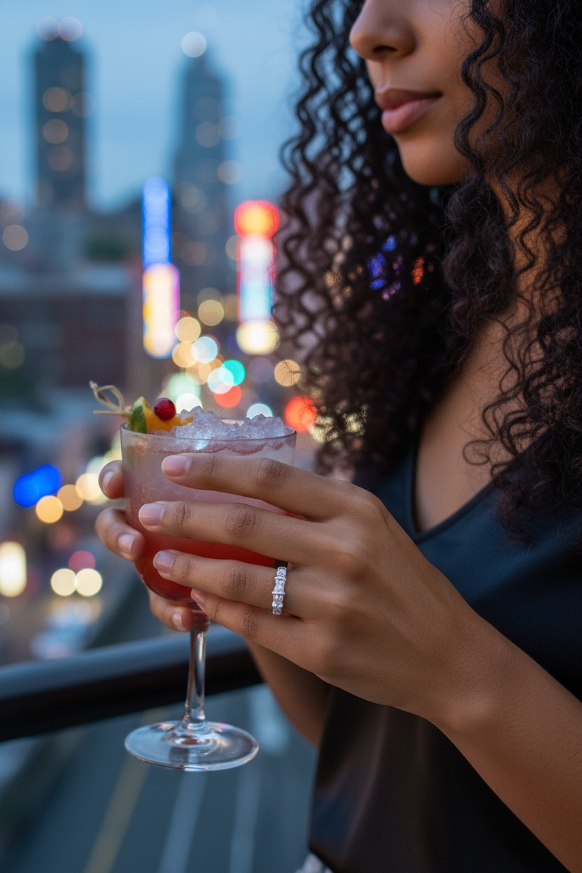 Irregular Silver Sculptural Cocktail Ring with Modern CZ Band by Stella Amoré
