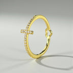 Tiny Cross Ring • Gold or Silver Band • Minimalist Faith Ring • Dainty Christian Jewelry • Thin CZ Cross • Everyday Protective Ring