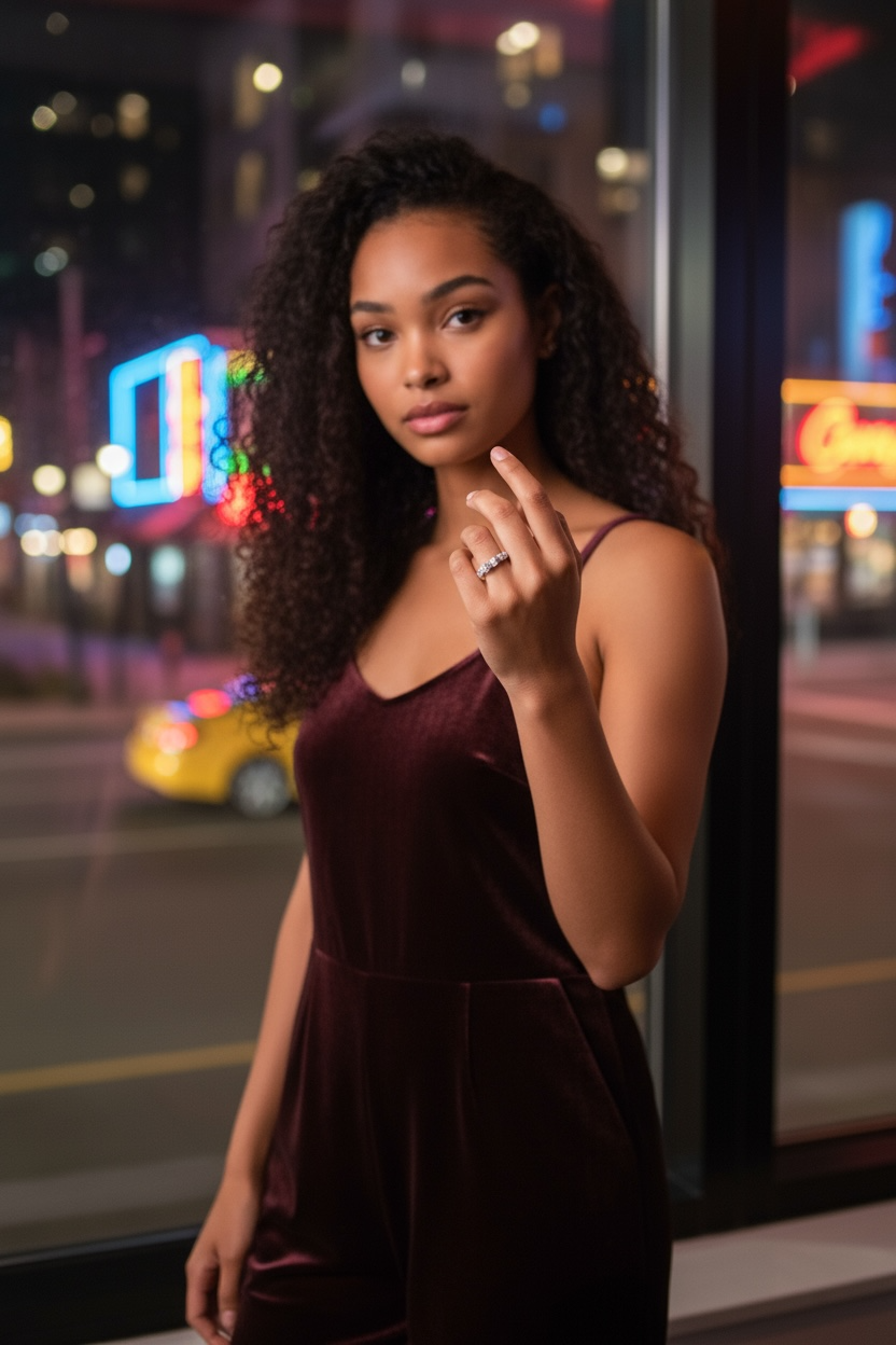 Irregular Silver Sculptural Cocktail Ring with Modern CZ Band by Stella Amoré