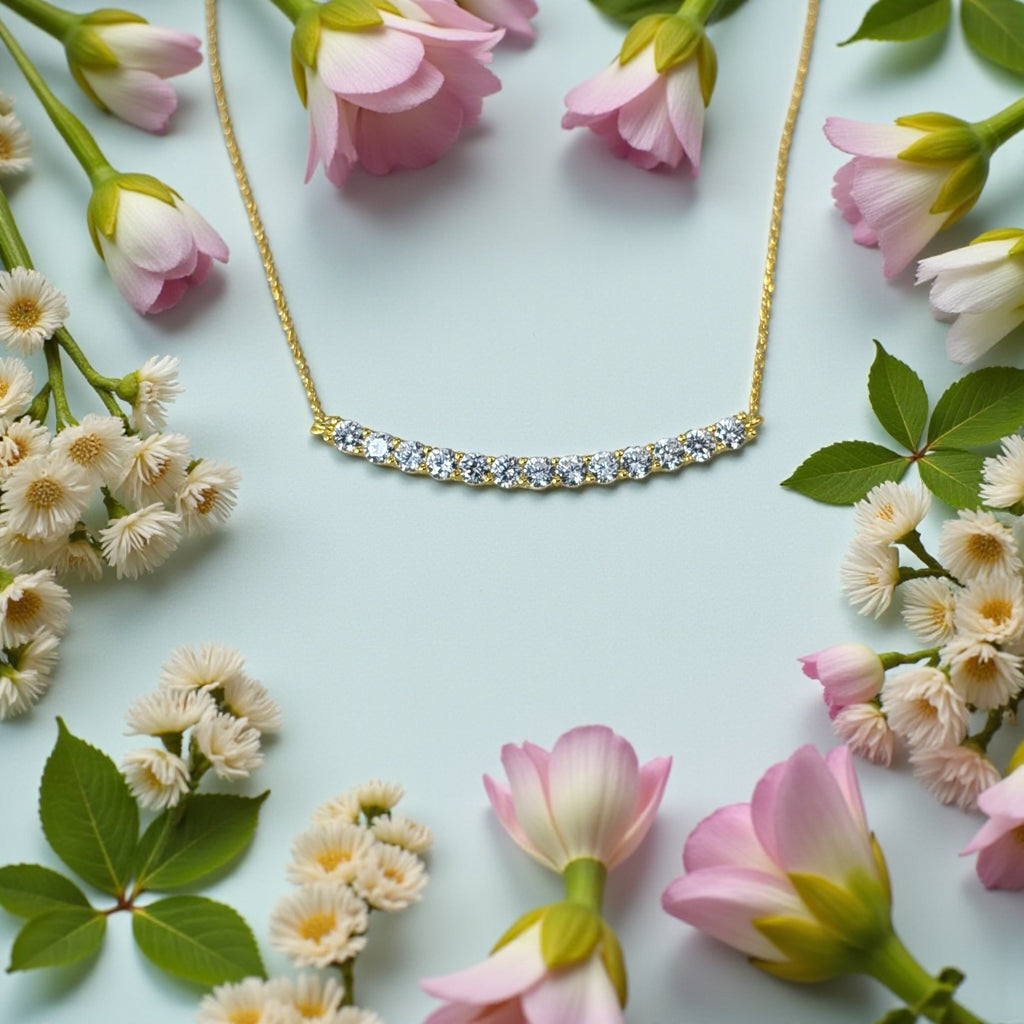 Cluster Smile Necklace • Sterling Silver or Gold Vermeil • Minimalist Layering Bridesmaid Necklace • Bridal Gift