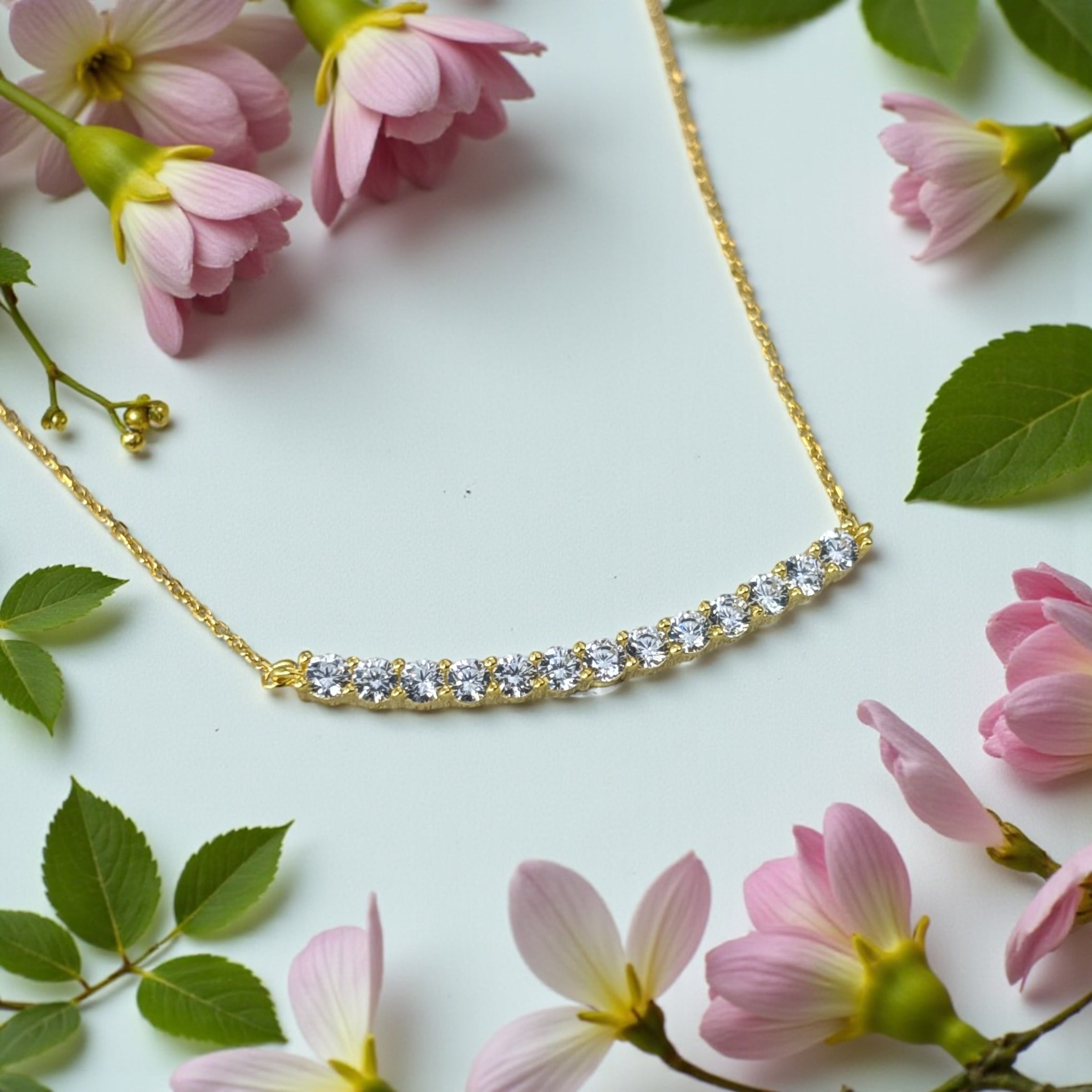 Cluster Smile Necklace • Sterling Silver or Gold Vermeil • Minimalist Layering Bridesmaid Necklace • Bridal Gift