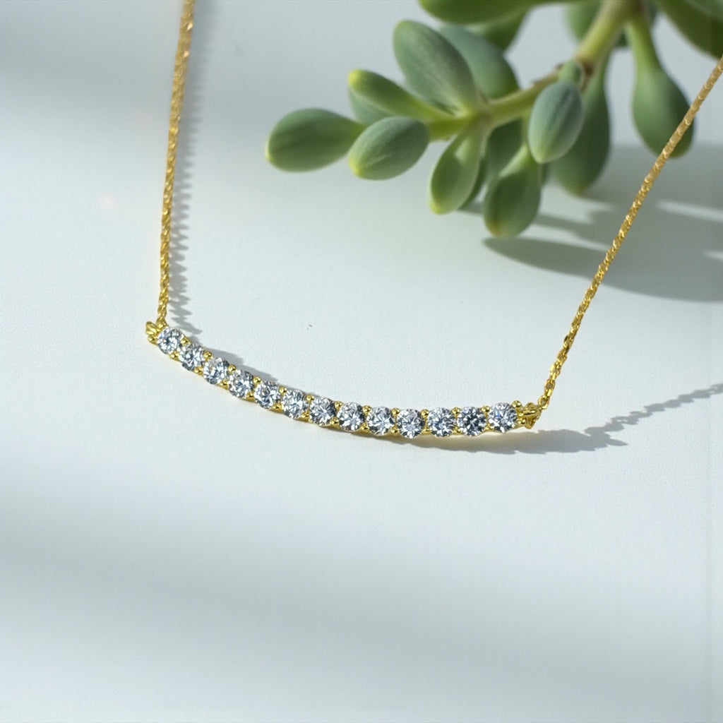 Cluster Smile Necklace • Sterling Silver or Gold Vermeil • Minimalist Layering Bridesmaid Necklace • Bridal Gift