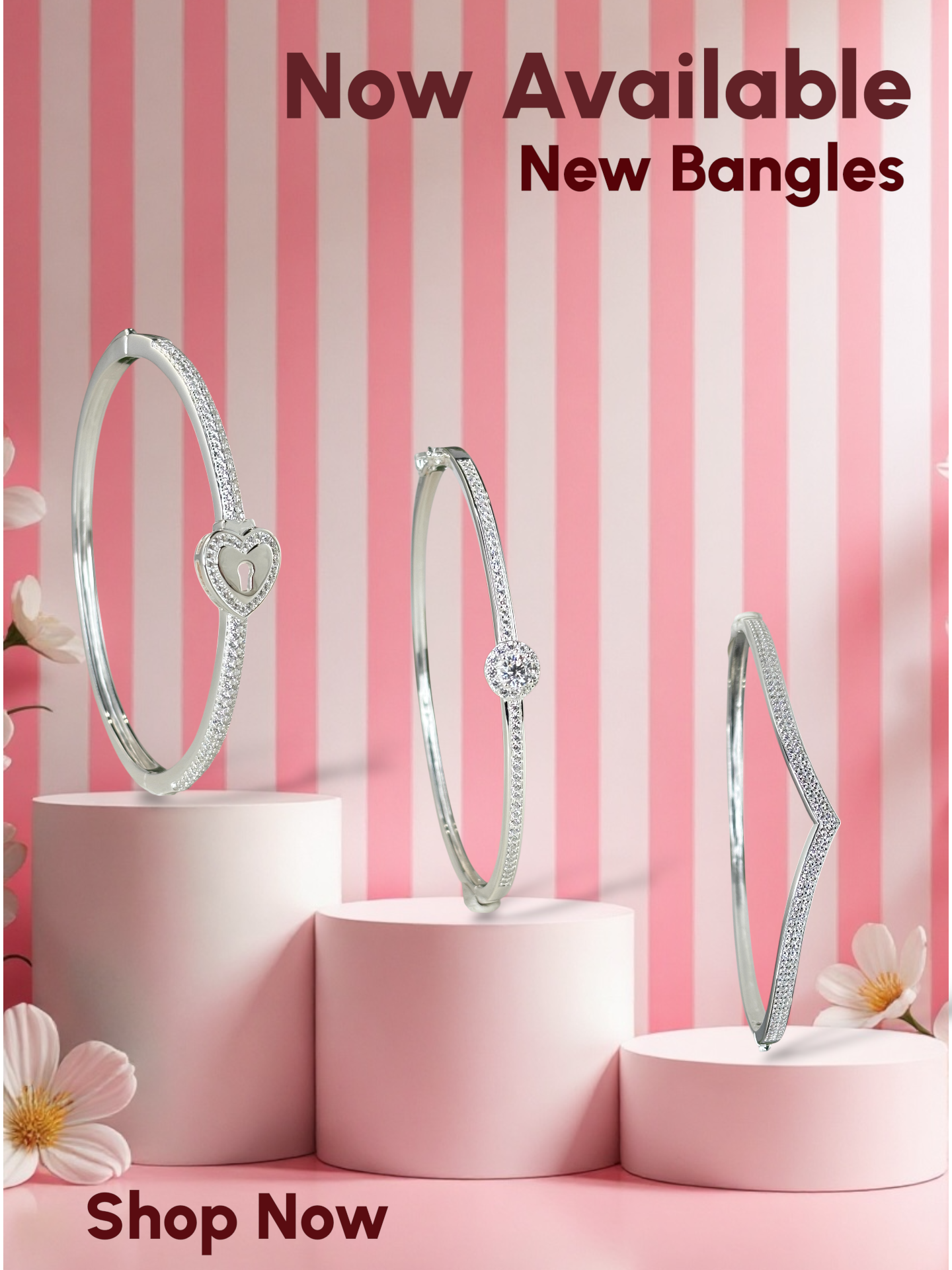 Solitaire Diamond Bangle Bracelet – White Gold Vermeil over Sterling Silver, Pave CZ Bridal Jewelry, Promise Gift for Her