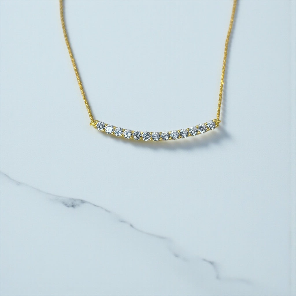 Cluster Smile Necklace • Sterling Silver or Gold Vermeil • Minimalist Layering Bridesmaid Necklace • Bridal Gift