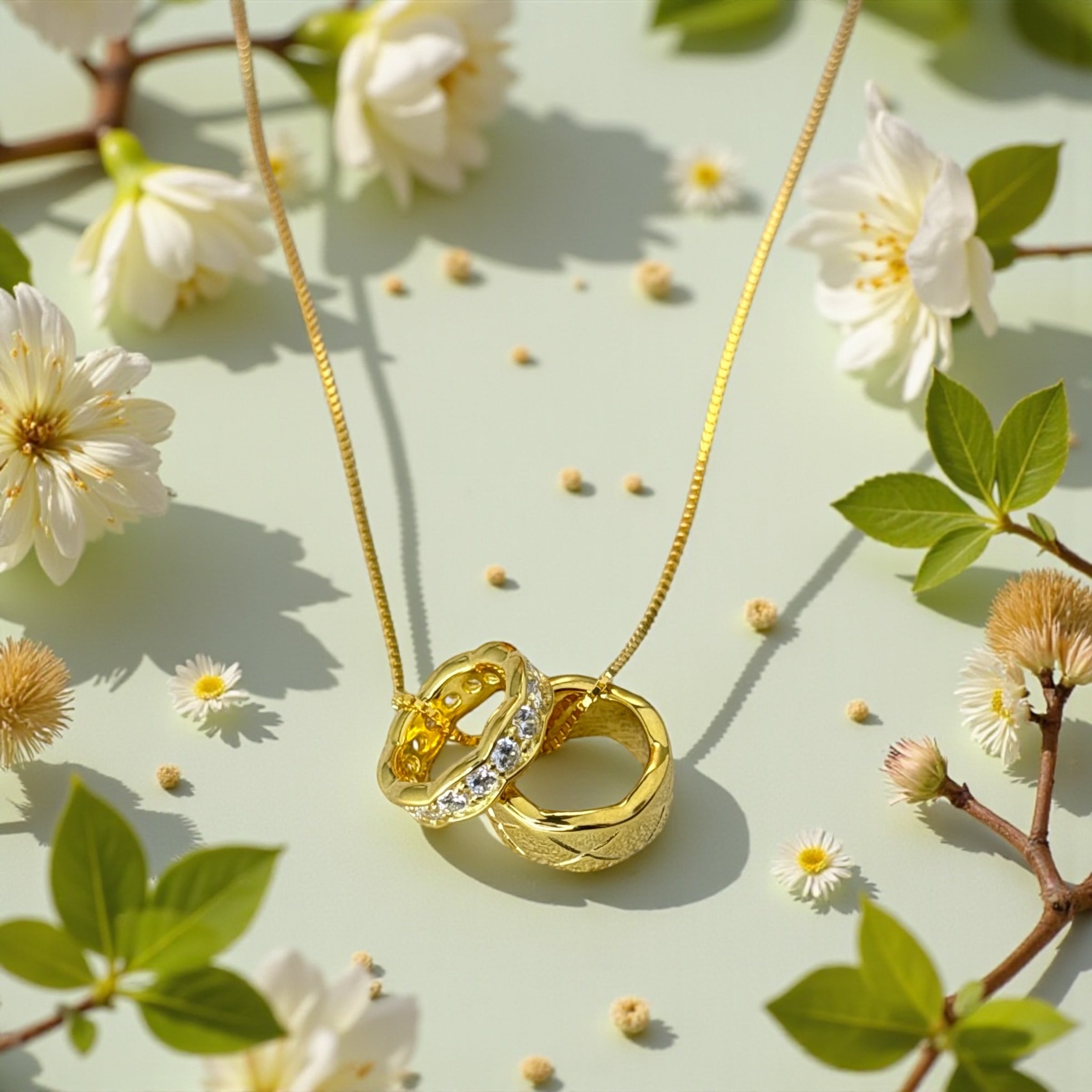 Double Ring Necklace • Engagement Ring Keeper Holder • Couple Gift • Anniversary Jewelry