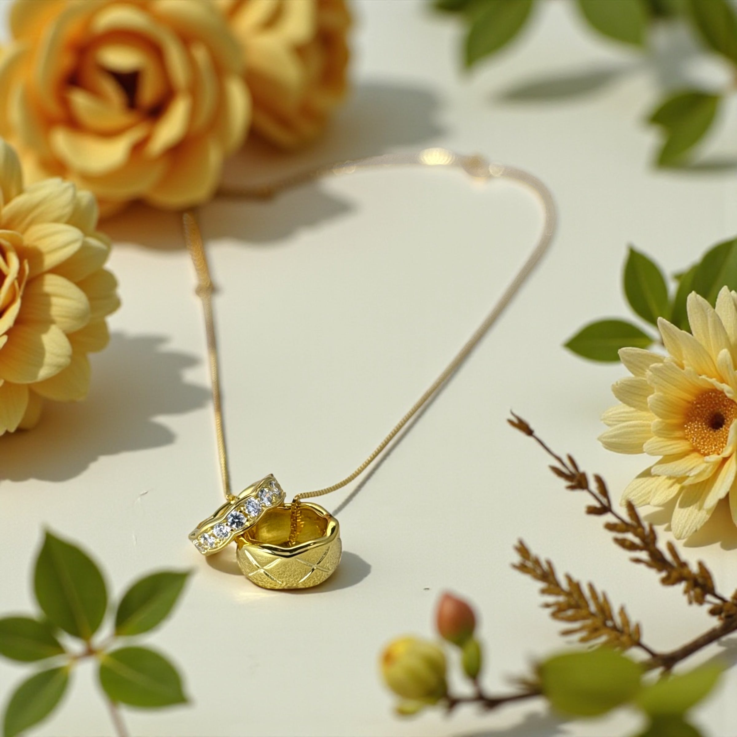 Double Ring Necklace • Engagement Ring Keeper Holder • Couple Gift • Anniversary Jewelry