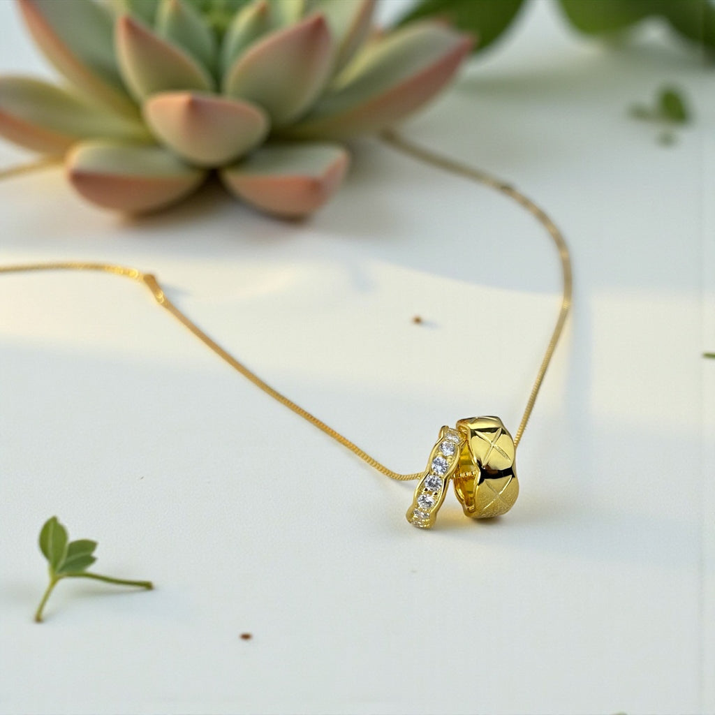 Double Ring Necklace • Engagement Ring Keeper Holder • Couple Gift • Anniversary Jewelry