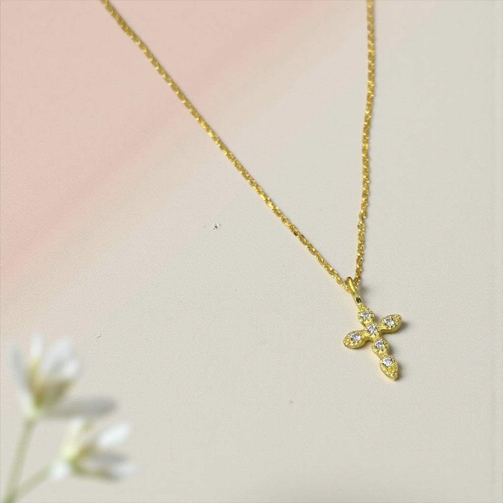 Gold Diamond Cross Necklace — Dainty Faith Pendant for Everyday Light by Stella Amoré
