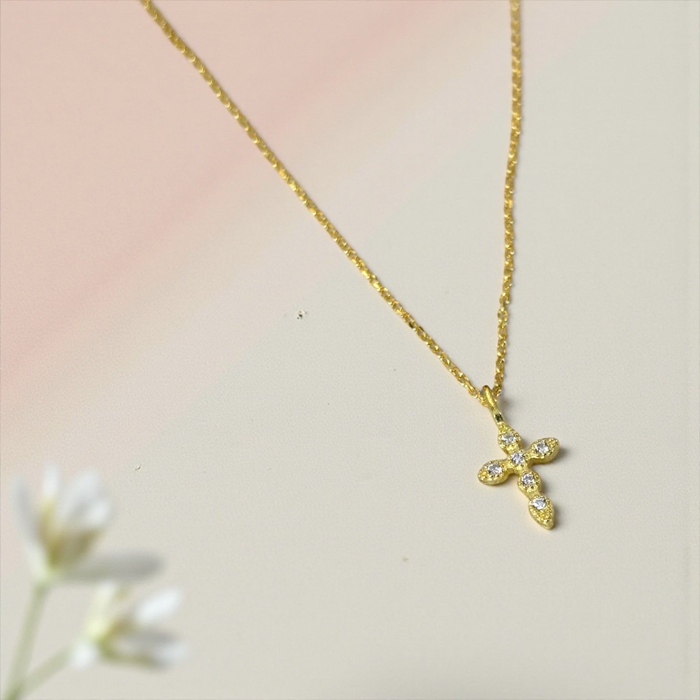 Gold Diamond Cross Necklace — Dainty Faith Pendant for Everyday Light by Stella Amoré