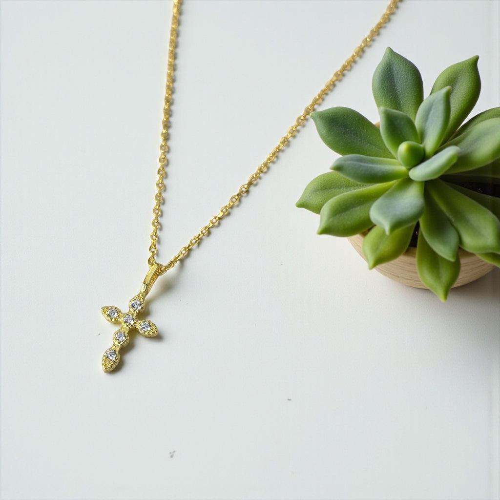 Gold Diamond Cross Necklace — Dainty Faith Pendant for Everyday Light by Stella Amoré