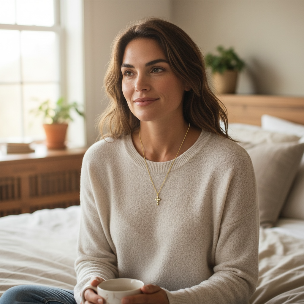 Gold Diamond Cross Necklace — Dainty Faith Pendant for Everyday Light by Stella Amoré