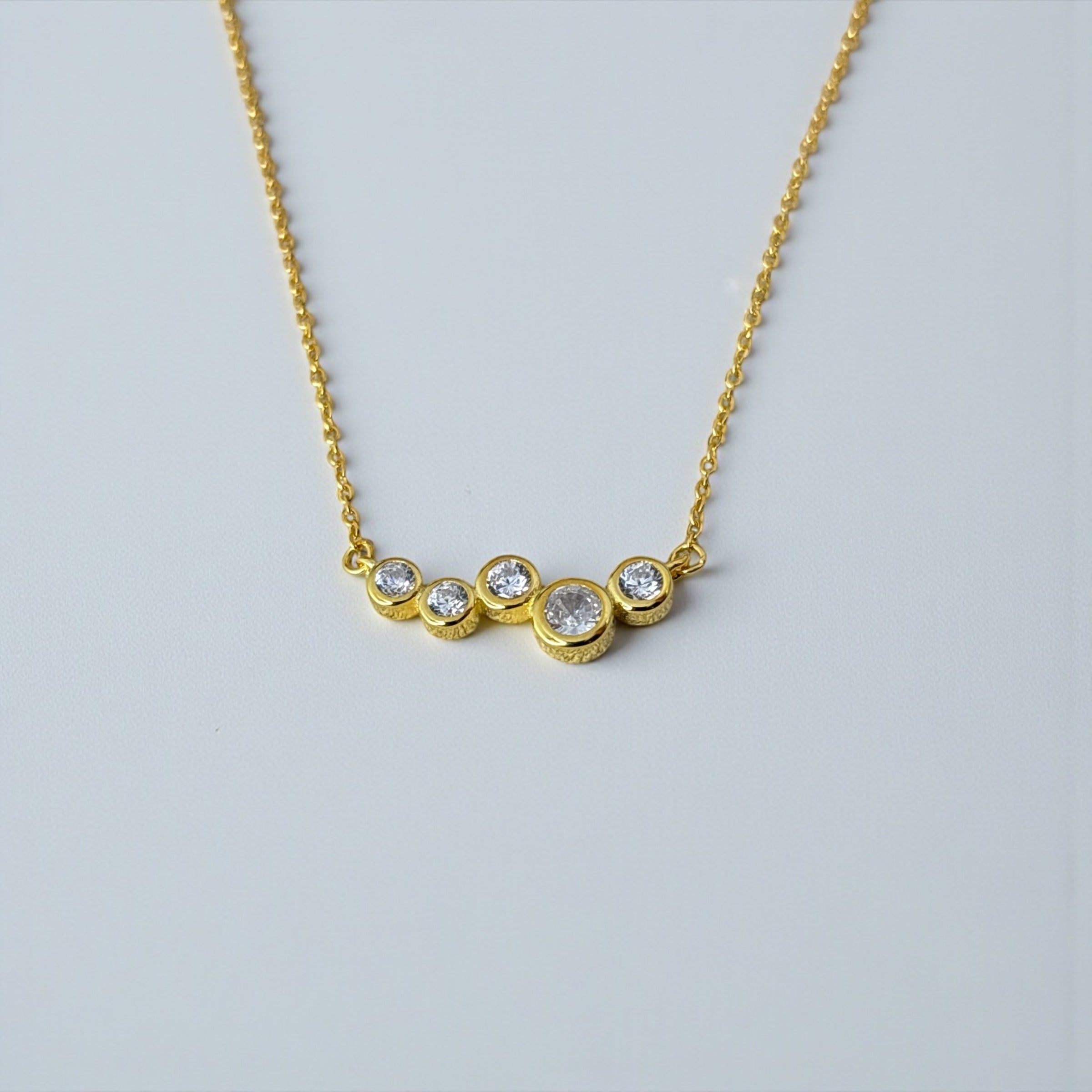 Cluster Smile Necklace by Stella Amoré • Dainty 14K Gold Pendant • Minimalist Layering Necklace • Bridesmaid Gift