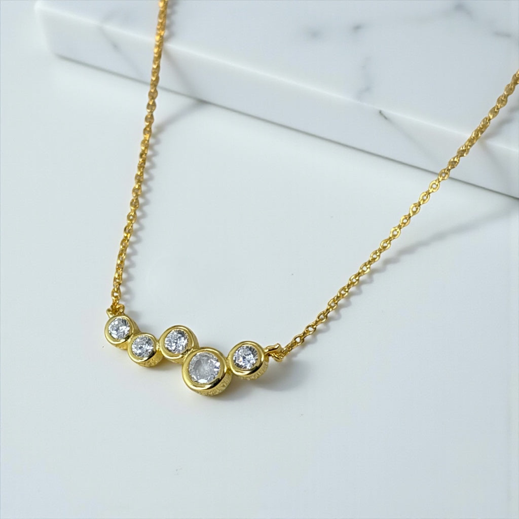 Cluster Smile Necklace by Stella Amoré • Dainty 14K Gold Pendant • Minimalist Layering Necklace • Bridesmaid Gift