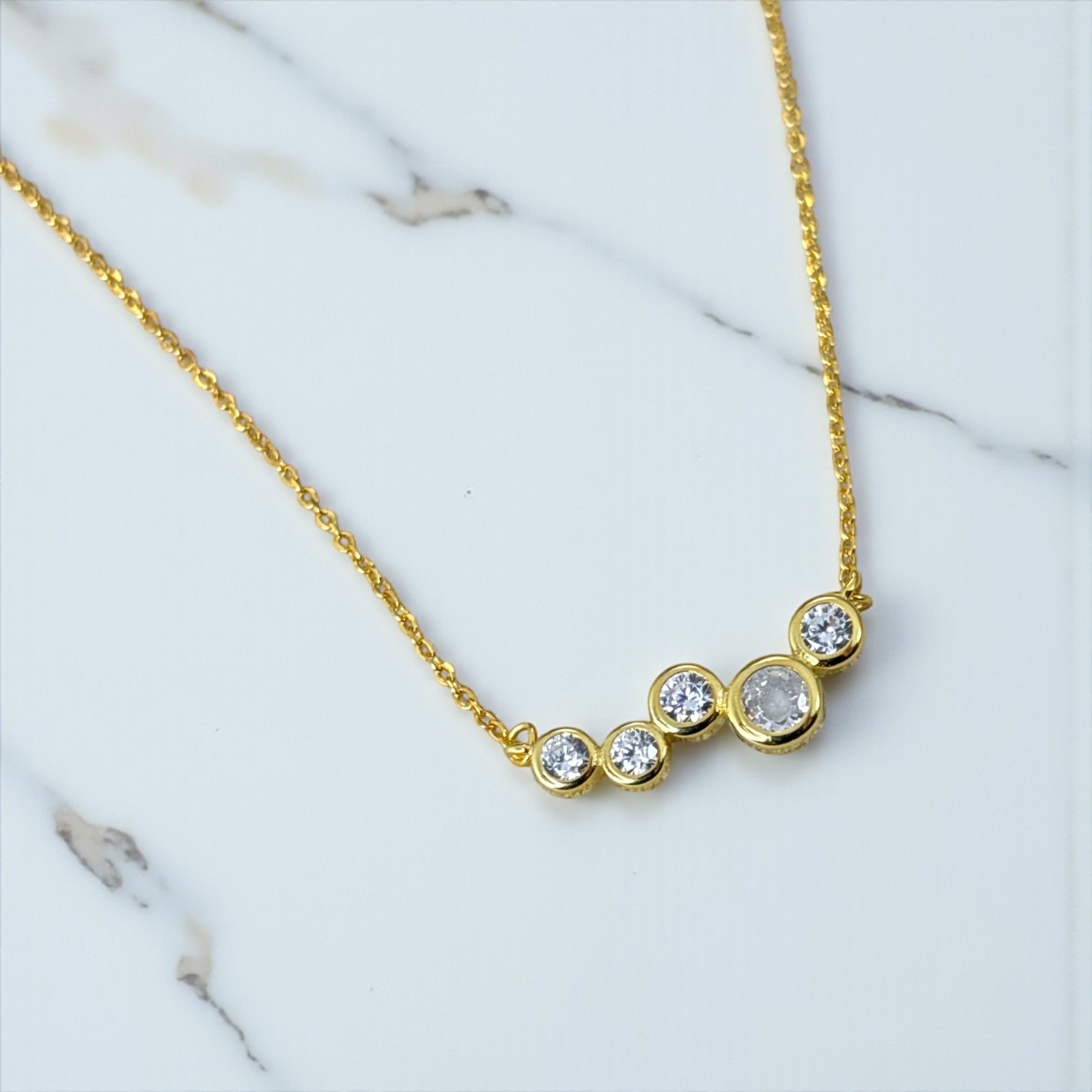Cluster Smile Necklace by Stella Amoré • Dainty 14K Gold Pendant • Minimalist Layering Necklace • Bridesmaid Gift
