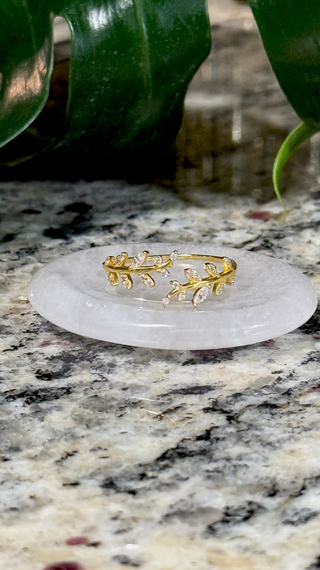 Fall Leaf Ring by Stella Amoré: 925 Sterling Silver Adjustable Vine Band with CZ Sparkle