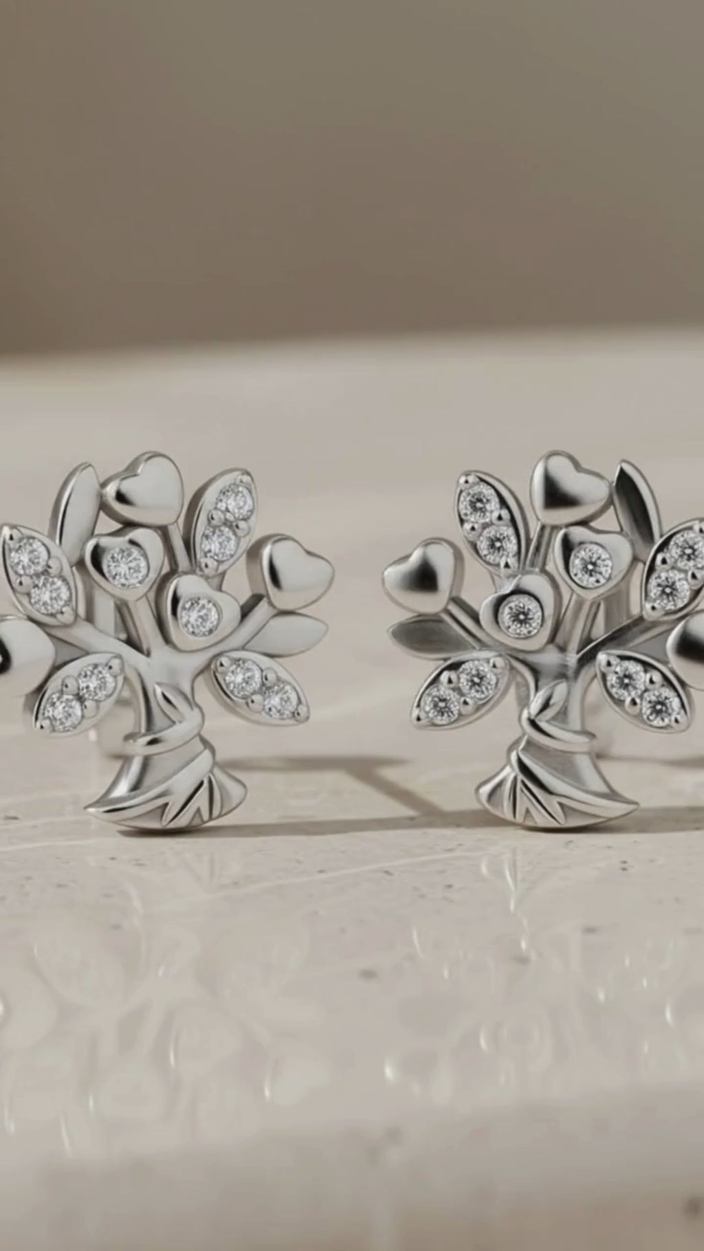 Tree of Life Stud Earrings in Sterling Silver, Dainty Flower Bouquet CZ Earrings, Graduation Gift for Daughter, Nature Jewelry