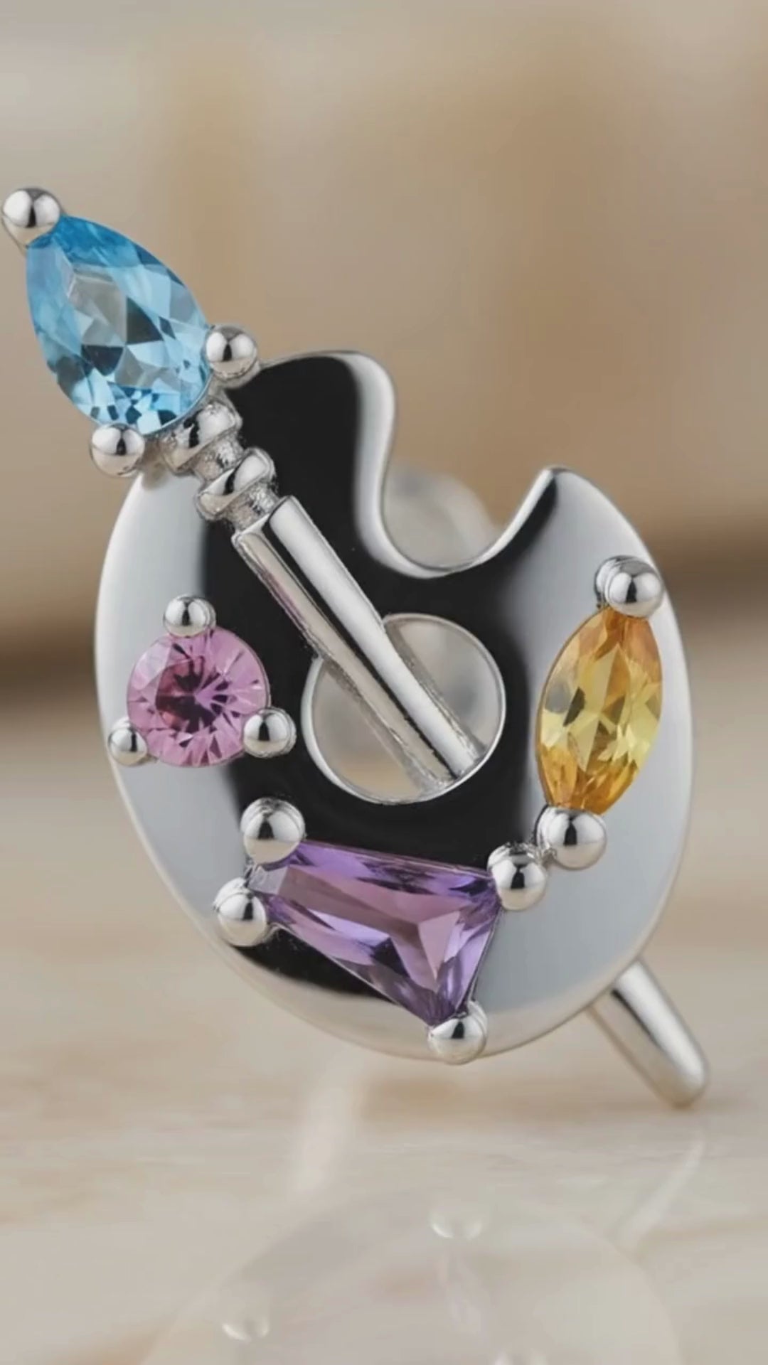 Painter’s Palette Earrings | Sterling Silver CZ Stud Earrings | Painting Earrings | Artist Jewelry Gift | Creative Gift for Art Lovers