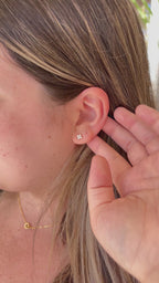 Gold Clover Stud Earrings: 18k Gold Plated Sterling Silver CZ