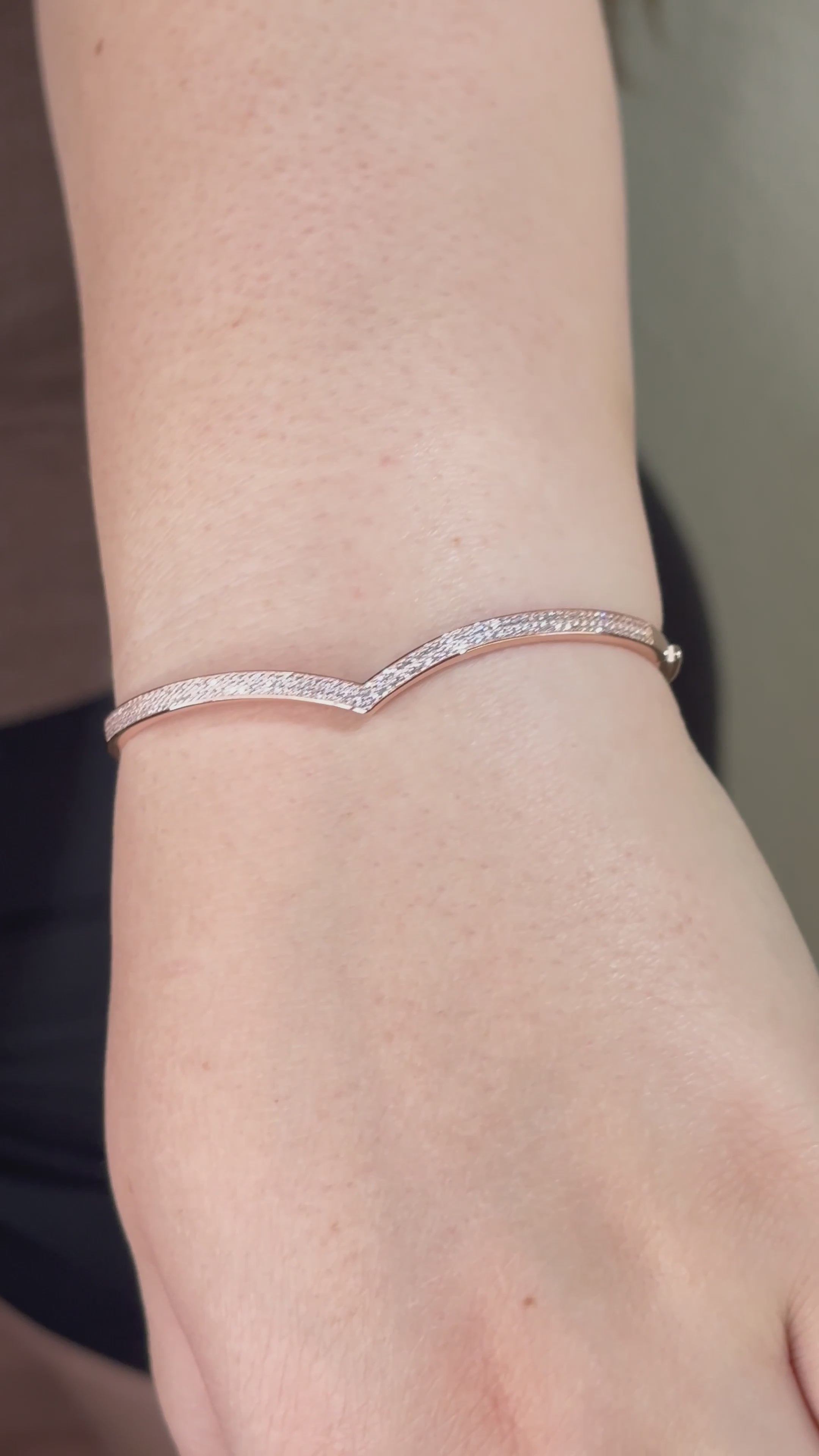 Wishbone Bangle Bracelet • V Shape CZ Minimalist Cuff • Stackable Gold Bracelet • Gift for Her