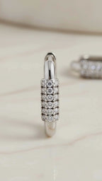 Diamond Huggie Hoop Earrings | Pavé CZ U-Shape Silver Hoops in Sterling Silver | U Link Huggies | Dainty Everyday Earrings