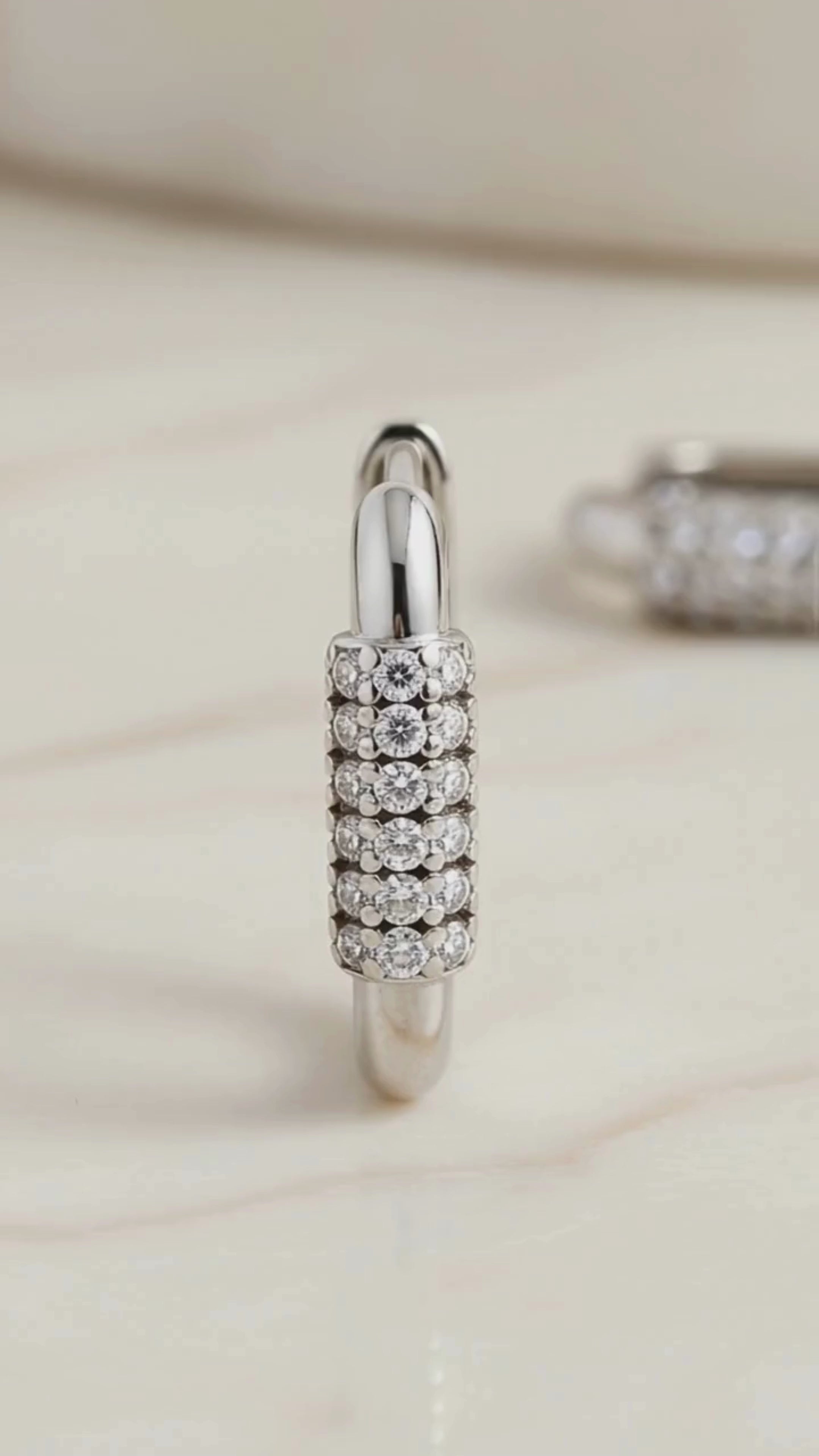 Diamond Huggie Hoop Earrings | Pavé CZ U-Shape Silver Hoops in Sterling Silver | U Link Huggies | Dainty Everyday Earrings